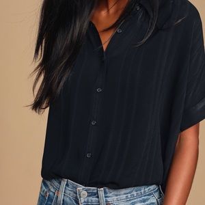 Lulu’s Everlee Black Striped Button Up Top